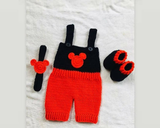 Handmade Customized Crochet Romper with Shoes and Hairband for Baby - PyaraBaby