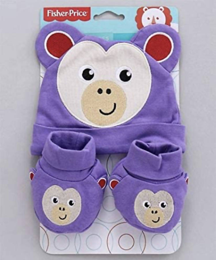 Fisher Price Baby Cap and Booties Set (Purple) - PyaraBaby