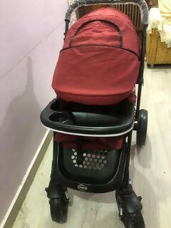 BABYHUG Melody Stroller/Pram With Reversible Handle & Canopy - Maroon - PyaraBaby