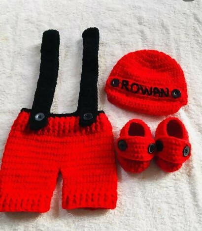 Handmade Customized Crochet Romper with Shoes and Hairband for Baby - PyaraBaby