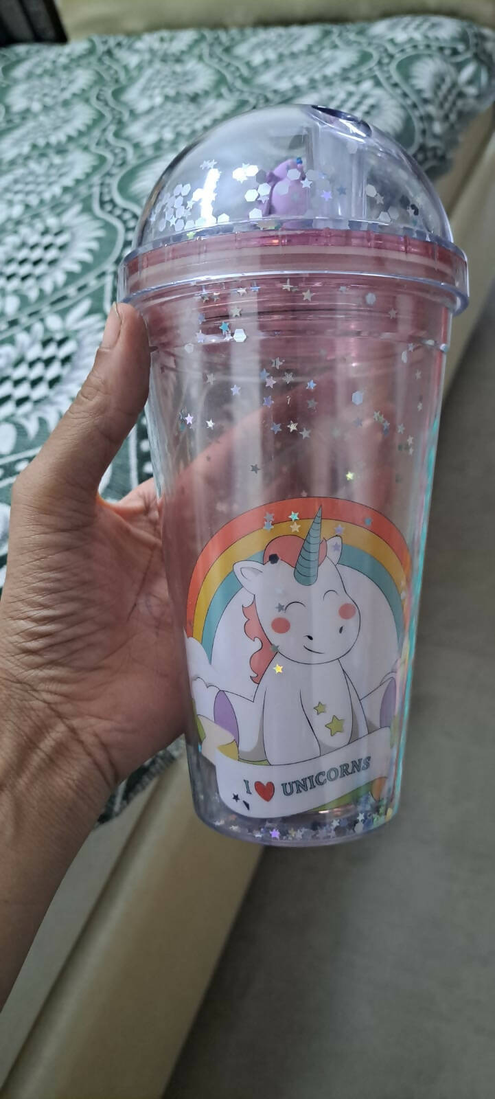 Velvet winter wear romper + Unicorn Acrylic Sipper Tumbler - PyaraBaby