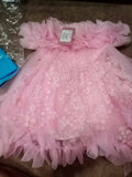1st Birthday BLUE BELL Floor Length Pink Colour Frock - PyaraBaby