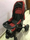 BABYHUG Melody Stroller/Pram With Reversible Handle & Canopy - Maroon - PyaraBaby