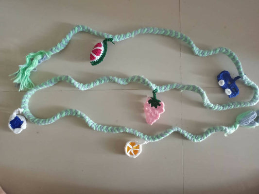 Beads and Woollen Work on Hangers for Baby Cradle/ Baby Jhula / Ghodiyu Dori or Lace with 5 Toy Charms - PyaraBaby