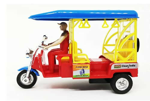 Little Tanaira E-Autorickshaw est Miniature Model Toy with Pull Back Action No Sharp Edges Non Toxic Replica of Real E-Rickshaw with Driver Sitting. Free Smiley Keychain, Multicolor - PyaraBaby