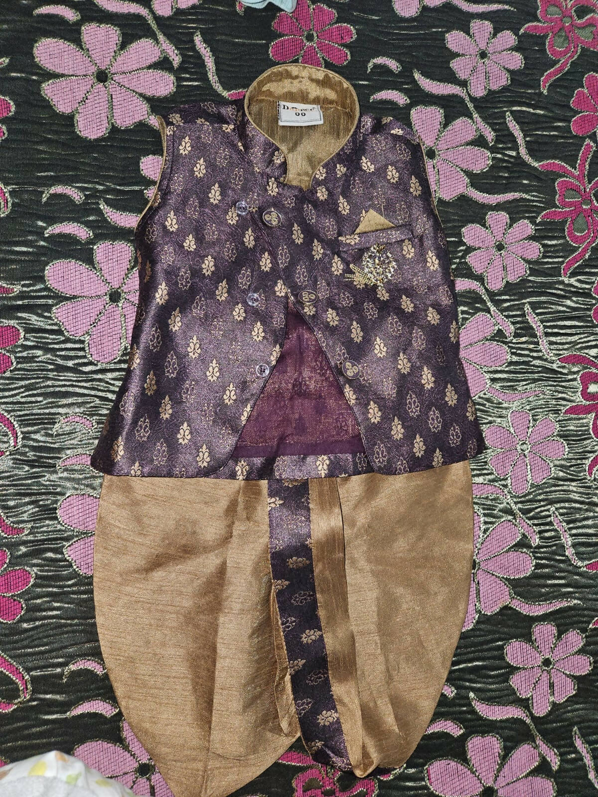 Partywear Dhoti Kurta in Silk Broccade - PyaraBaby