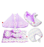 Vparents Joy Baby 4 Piece Bedding Set With Pillow And Bolsters Sleeping Bag And Bedding Set And Feeding Pillow Combo - Purple - PyaraBaby