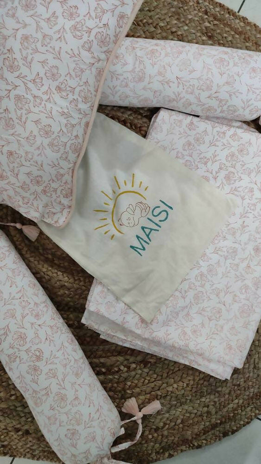 MAISI Premium baby brand ( Baby cot set include bed sheet, side pillow 2 and one head pillow) - PyaraBaby