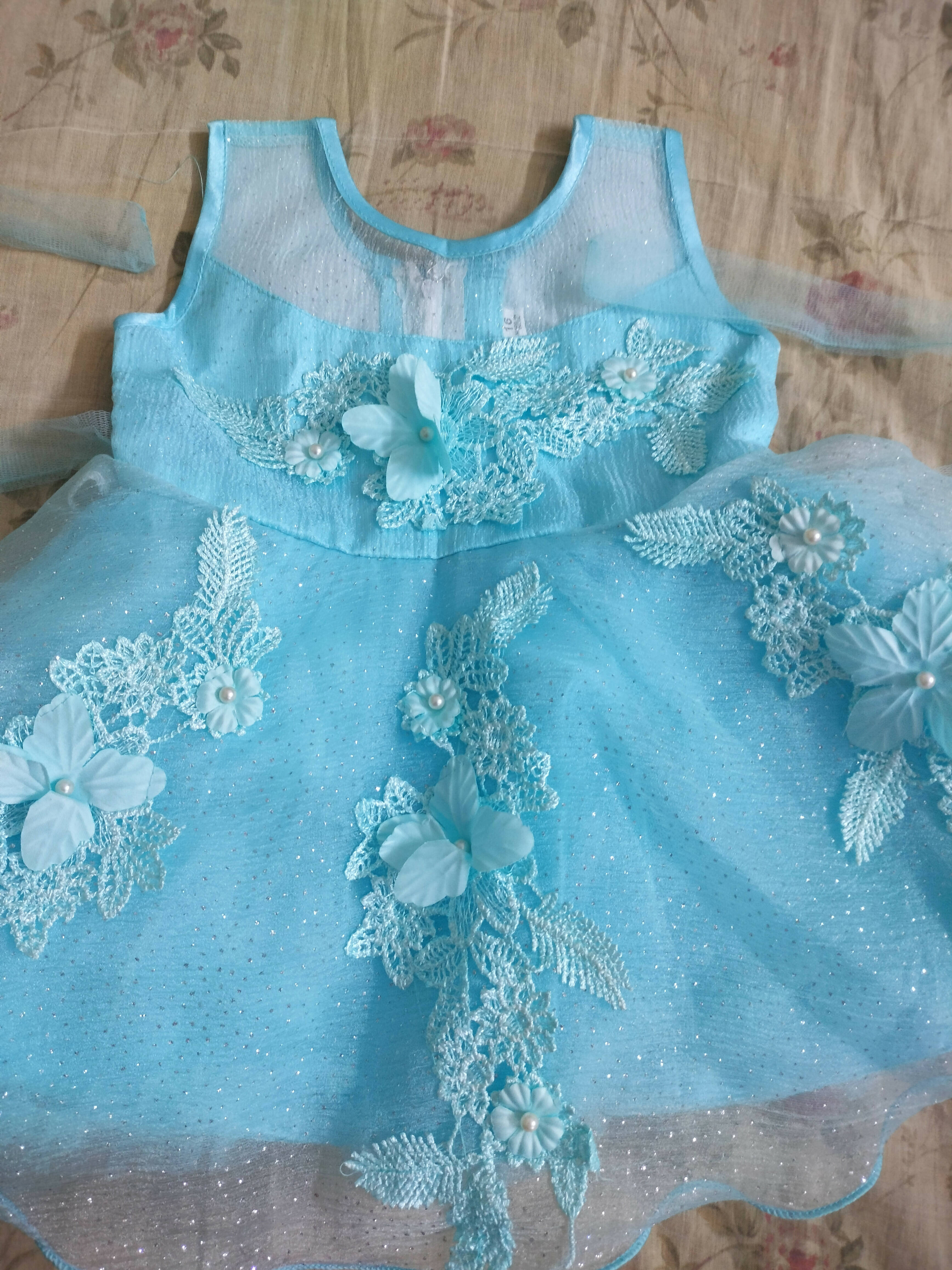 Light blue party frock, 9-12 months - PyaraBaby