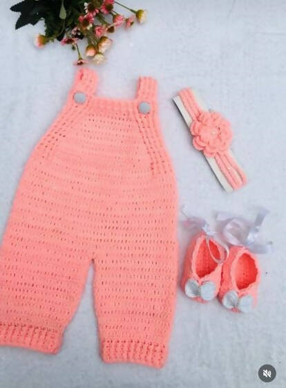 Handmade Customized Crochet Romper with Shoes and Hairband for Baby - PyaraBaby