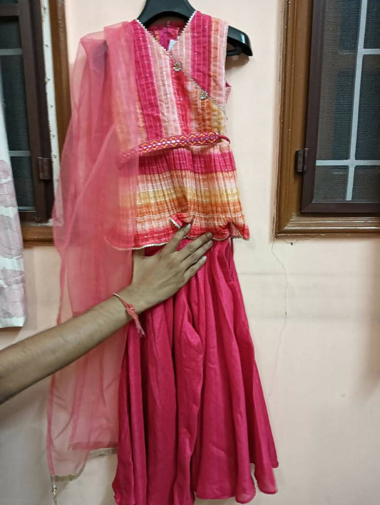 Red Dress with Plazo and Dupatta - PyaraBaby