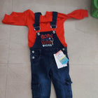 Baby Boy Dungaree Set - Red and Blue - PyaraBaby