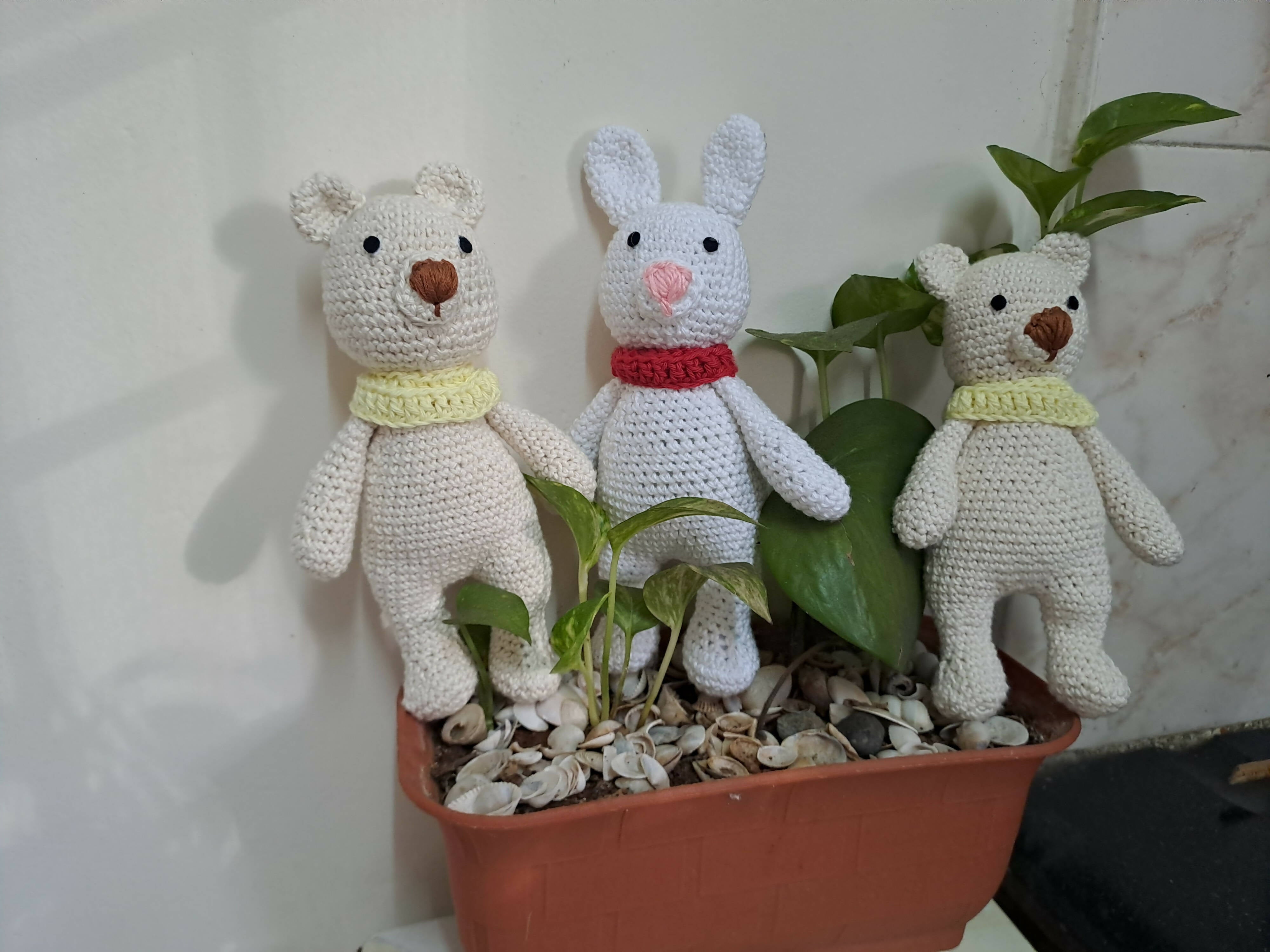 Crochet Handmade Bear and Rabbit Toys (Combo of 2) - PyaraBaby