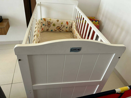 LUVLAP C-65 Cot/Crib with 3 Height Adjustment, Dimensions: 124L x 64W x 98H cm - PyaraBaby